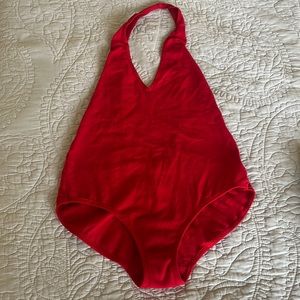 American Apparel Red Halter Bodysuit